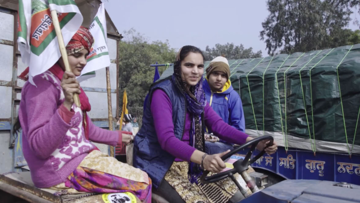 Women at the farmers’ protest at Singhu border